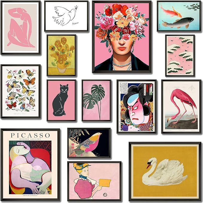 LANCHI95 15 PCS Eclectic Wall Decor - Colorful Eclectic Decor, Eclectic Home Decor, Vintage Eclectic Wall Art Prints, Funky Eclectic Gallery Wall Art Prints for Bedroom (UNFRAMED) (Eclectic Art 2, 8"X10", Unframed)