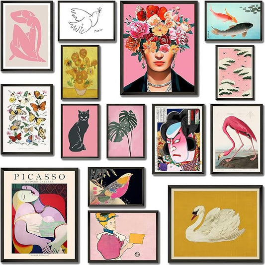 LANCHI95 15 PCS Eclectic Wall Decor - Colorful Eclectic Decor, Eclectic Home Decor, Vintage Eclectic Wall Art Prints, Funky Eclectic Gallery Wall Art Prints for Bedroom (UNFRAMED) (Eclectic Art 2, 8"X10", Unframed)