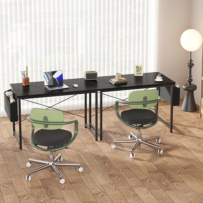 OLIXIS Computer Desk 44 Inch Home Office Desks for Small Spaces, Gaming Writing Study Work Table with Storage Bag and Headphone Hook for Bedroom, Black