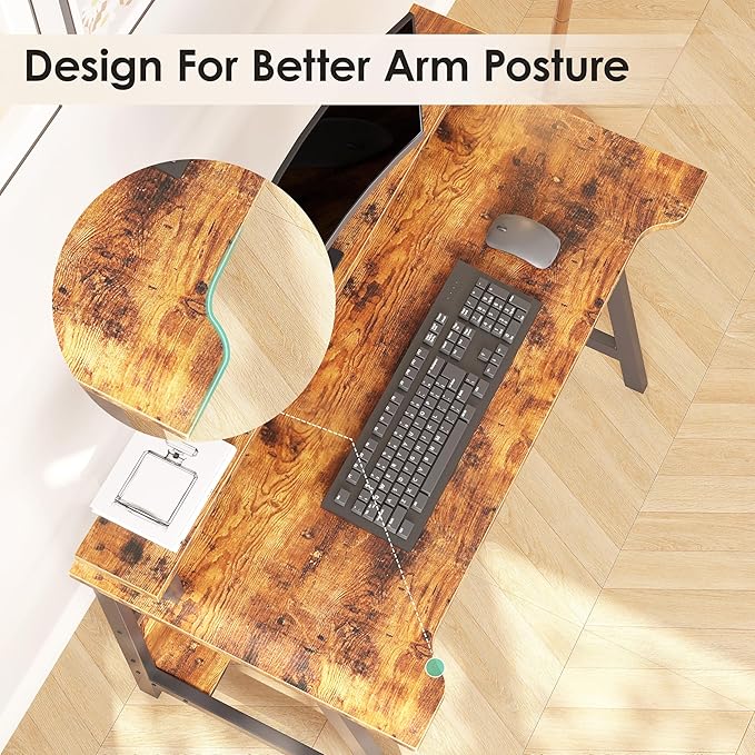 ALISENED 31.5 Inch Small Office Desk with Storage, Small Desk for Small Spaces, Compact Home Office Desk, Mini Study Desk for Bedroom, Brown