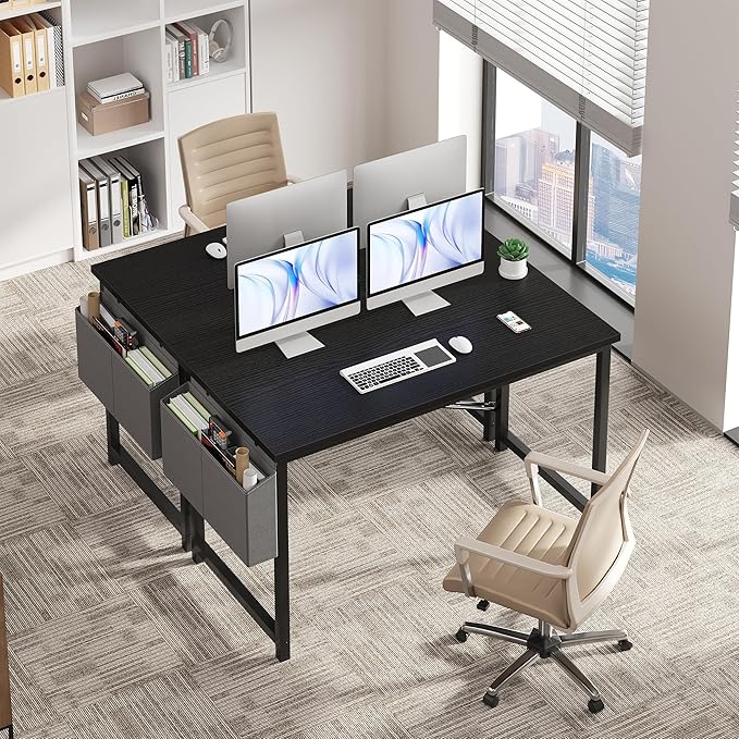 OLIXIS Computer Desk 47 Inch Home Office Desks for Small Spaces, Gaming Writing Study Work Table with Storage Bag for Bedroom, Black