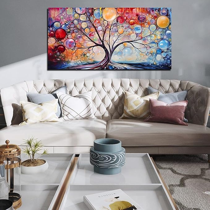 SIXTTART Abstract Canvas Painting Wall Decor - Tree of Life Wall Art Living Room - Large Canvas Art Ready to Hang Size 29" x 59"