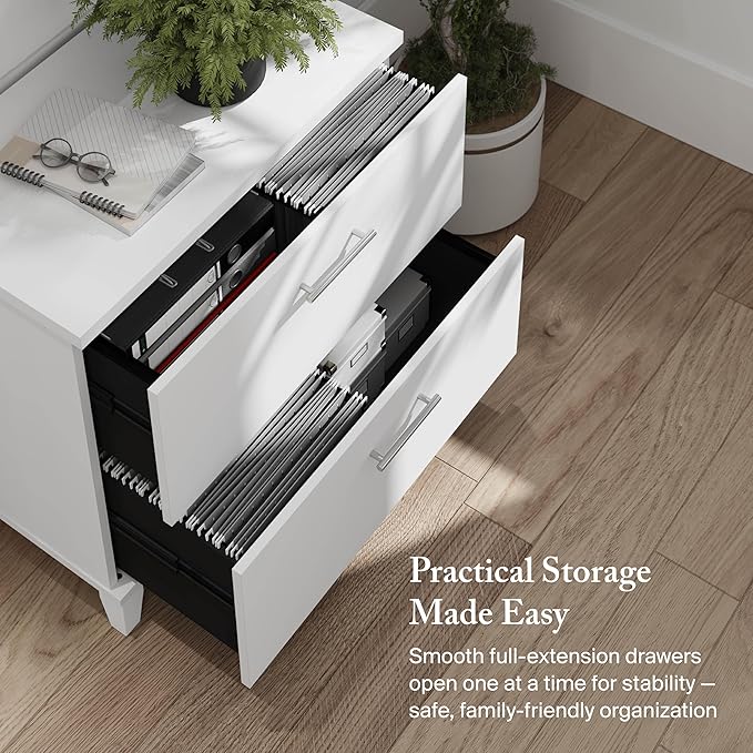 Bush Home 2 Drawer Lateral File Cabinet, Letter and Legal-Size Document Storage for Home or Professional Office, Somerset Collection, White