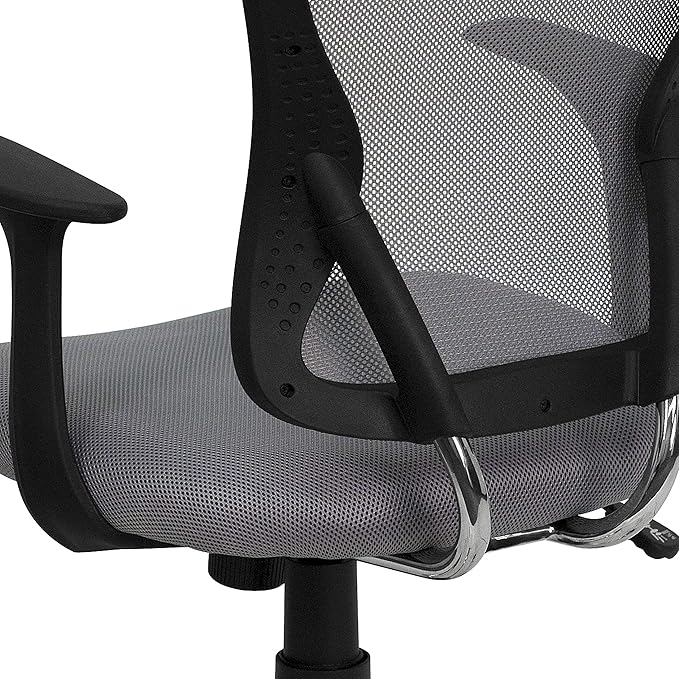 Flash Furniture Alfred Mid-Back Gray Mesh Swivel Task Office Chair with Chrome Base and Arms