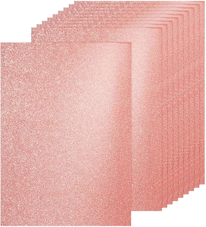 PATIKIL 20Sheets Rose Gold Glitter Cardstock, 8.3x11.7 in A4 Glitter Paper Card Stock Shiny Scrapbook 250gsm Sparkly Paper Large Shimmer for Crafts Scrapbook DIY Art Wedding Party