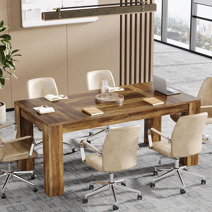 Tribesigns 63-Inch Executive Desk, Large Office Computer Desk, Simple Workstation Writing Table Study Table for Home Office, Rustic Brown