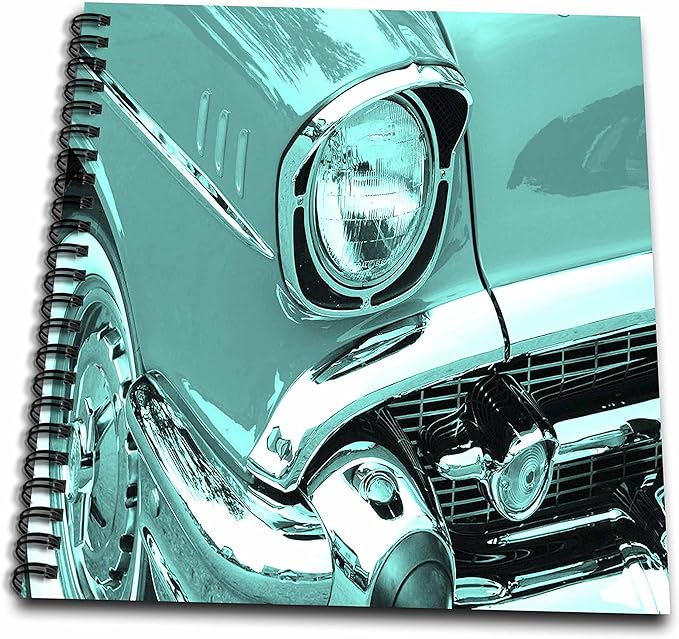 3D Rose 3dRose Classic Vintage car. Turquoise. Print, Image, Picture-Drawing Book, 8 by 8-inch (db_216288_1), 8" x 8"