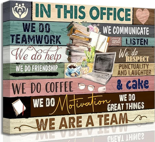 Inspirational Canvas Wall Art in This Office We are a Team Motivational inspiring Quotes Painting Pictures Wall Decor Poster Print Artwork for Man Cave Home Decoration