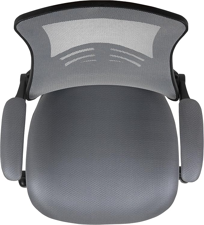 Flash Furniture Kelista Mid-Back Swivel Office Chair with Adjustable Seat Height, Ergonomic Mesh Desk Chair with Flip-Up Armrests, Dark Gray