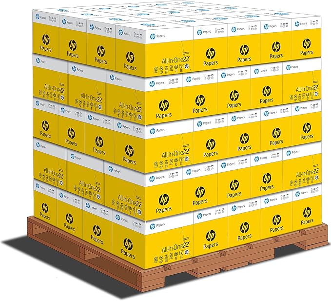 HP Papers Printer Paper 8.5 x 11 Paper All-In-One 22lb 5 ream 80 Case Pallet - 200,000 Sheets 96 Bright Made in USA - FSC Certified 207000P