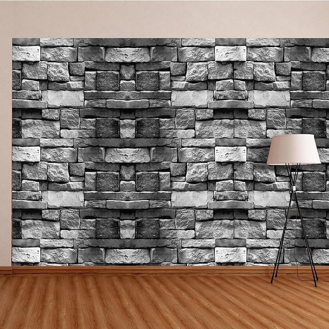 Tenceur Bulletin Board Paper 24 Inch x 100ft Fade Resistant Paper Roll for Classroom Decor(Gray Brick)