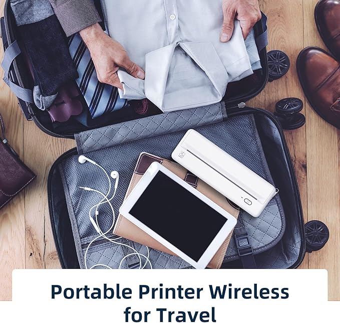 HPRT MT810 Wireless Portable Printer – Bluetooth Thermal Inkless Printer for Travel, Mobile Office, School and Home – Compatible with iOS, Android (White)