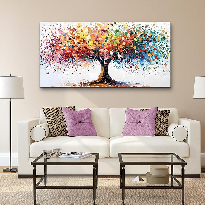 Lapremoly Large Wall Art For Living Room Abstract Wall Decor For Office Colorful Tree Landscape Wall Painting Bedroom Home Decorations Modern Framed Canvas Prints Posters Mural Artwork Hang Easy
