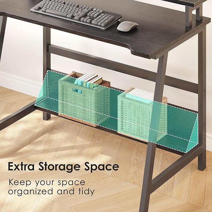 ALISENED 31.5 Inch Small Office Desk with Storage, Small Desk for Small Spaces, Compact Home Office Desk, Mini Study Desk for Bedroom, Black