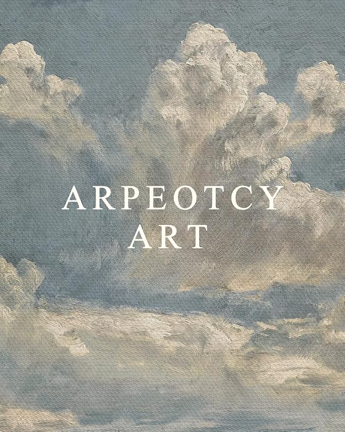 ARPEOTCY Vintage Framed Canvas Wall Art, Blue Sky Cloud Oil Painting Wall Art for Living Room, Vintage Antique Retro Bathroom Bedroom Kitchen Office Decor Prints (8x10 Inch)