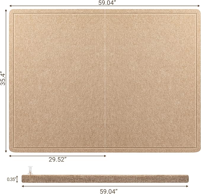 AKTOP Large Office Cork Board 60" x 36", Foldable Felt Notice Pin Board for Wall, Decorative Bulletin Board Photo Display Board with Self-Adhesive Tape for Office, School & Home, 25 Pushpins, Khaki