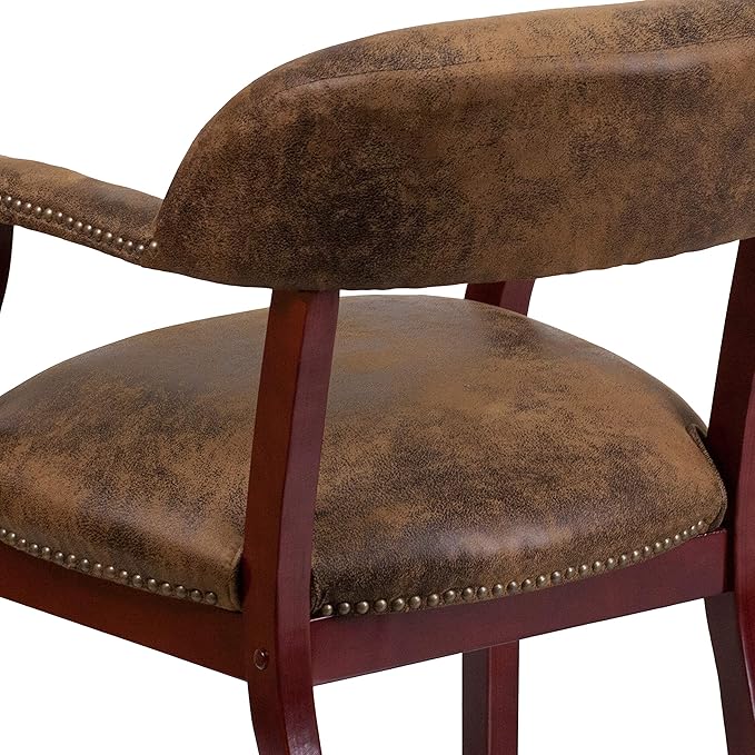 Flash Furniture Diamond Bomber Jacket Brown Luxurious Conference Chair with Accent Nail Trim
