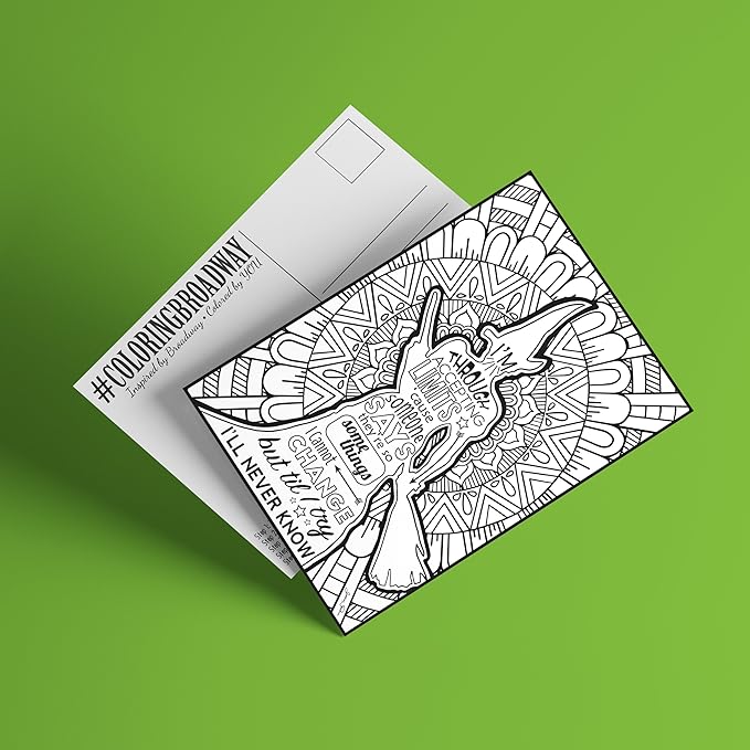 Coloring Broadway - Wicked Inspired Coloring Postcards (Set of 4), Defying Gravity Musical Theater Merchandise, Printed on Matte Card Stock (5” x 7”), Ideal Gift for a Broadway Theater Lover
