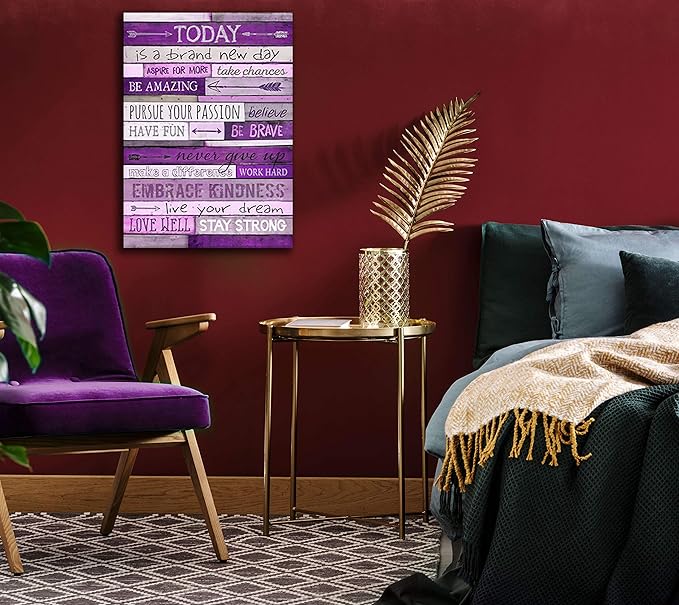 CGXART Inspirational Wall-Art - Wall Decor For Bedroom Teen Girl - Large Wall Pictures For Living Room - Purple Wall Art Word Artwork For Home Walls Teenage Girl Room Decor Size 24x36