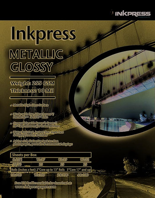 INKPRESS MEDIA Metallic Paper Gloss 255 gsm, 10 mil Photo Quality Paper (#MP851120)