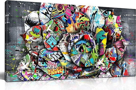 SIXTTART Flower Pictures Wall-Decor - Banksy Street Wall Art - Large Abstract Canvas Wall Art Ready To Hang Size 59" x 29"