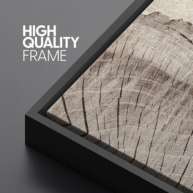 SIGNFORD Extra Large Framed Canvas Tree Ring Texture Wood Slice Illustrations Modern Art Calm Warm for Living Room, Bedroom, Office - 60"x30"