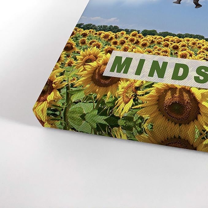 Smile Art Design Mindset Elephant with Balloon Sunflower Field Motivational Wall Art Canvas Print Inspirational Wall Art Entrepreneur Quote Canvas Print Modern Office Decor Gift Ready to Hang 12x8