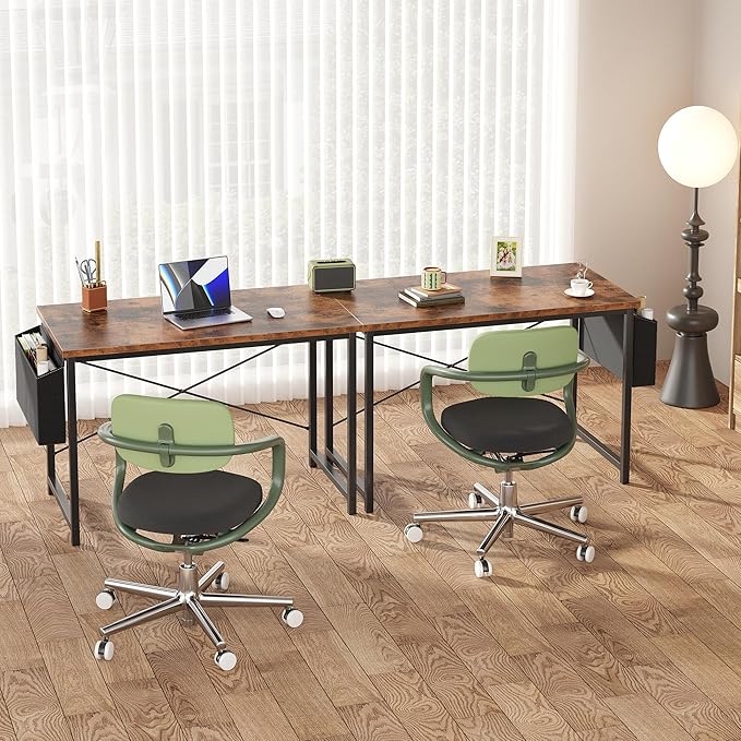 OLIXIS Computer Desk 44 Inch Home Office Desks for Small Spaces, Gaming Writing Study Work Table with Storage Bag and Headphone Hook for Bedroom, Rustic Brown