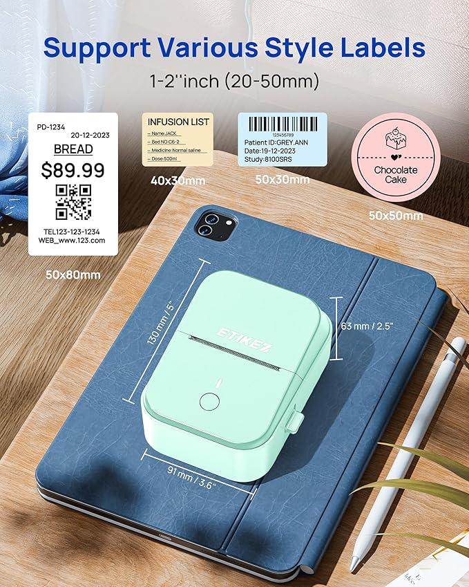PM260 Label Maker Machine with Tape, 2 Inch Label Maker Bluetooth Label Printer, Inkless Portable Labeler for Home, Kitchen, School, Office Organization, Green