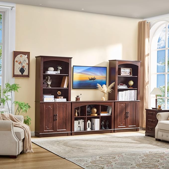 LIDYUK Bookshelf, 6-Cube Bookcase and Kids Bookshelf, Wooden Storage Cabinet with Cube Organizer, Modern Book Shelf Furniture, Living Room, Office Storage, Toy Organizer, Display Cabinet Cherry