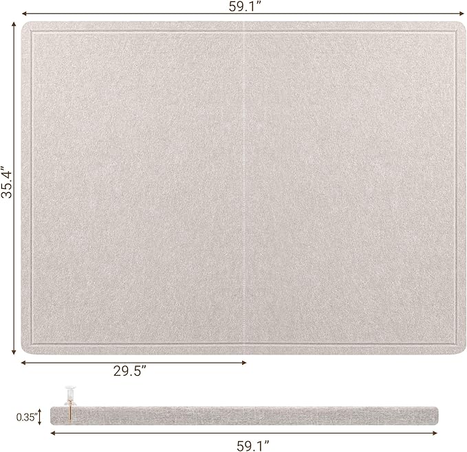 AKTOP Large Cork Bulletin Board, 60" x 36" Foldable Felt Notice Pin Board for Wall, Decorative CorkBoard Photo Display Board with Self-Adhesive Tape for Office, School & Home, 25 Pushpins, Latte