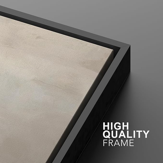SIGNFORD Framed Canvas Print Wall Art Rustic Tan Paint Stroke Landscape Abstract Shapes Illustrations Modern Art Decorative Relax/Zen Nordic for Living Room, Bedroom, Office - 24"x36" Black