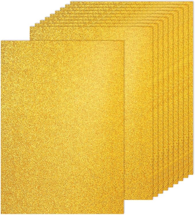 PATIKIL 20Sheets Gold Glitter Cardstock, 8.3x11.7 in A4 Glitter Paper Card Stock Shiny Scrapbook 250gsm Sparkly Paper Large Shimmer for Crafts Scrapbook DIY Art Wedding Party