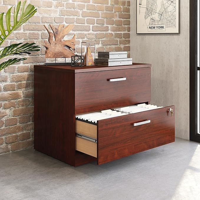 OfficeWorks by Sauder Affirm Lateral File, L: 35.43" x W: 23.47" x H: 29.29", in Classic Cherry Finish