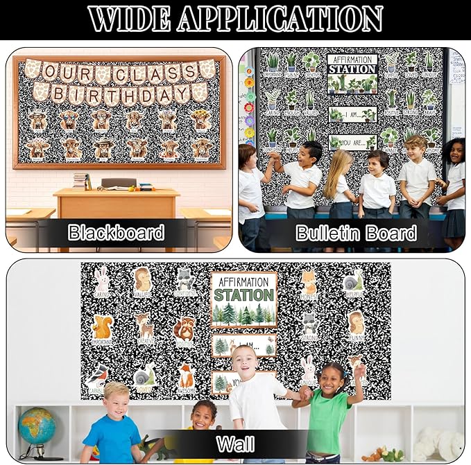 Black Composition Bulletin Board Roll Reusable Waterproof Erasable Black and White Non-Woven Fabric Bulletin Board Roll Composition Poster for Teacher Classroom Decors Wrap Crafts 15.7" x 40ft