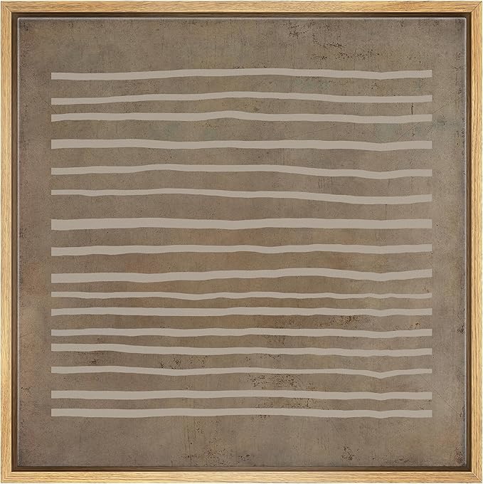 SIGNWIN Framed Canvas Print Wall Art Grunge Dark Line Art Minimal Pattern Abstract Shapes Illustrations Modern Art Decorative Boho Relax/Zen Nordic for Living Room, Bedroom, Office - 16"x16" Natural
