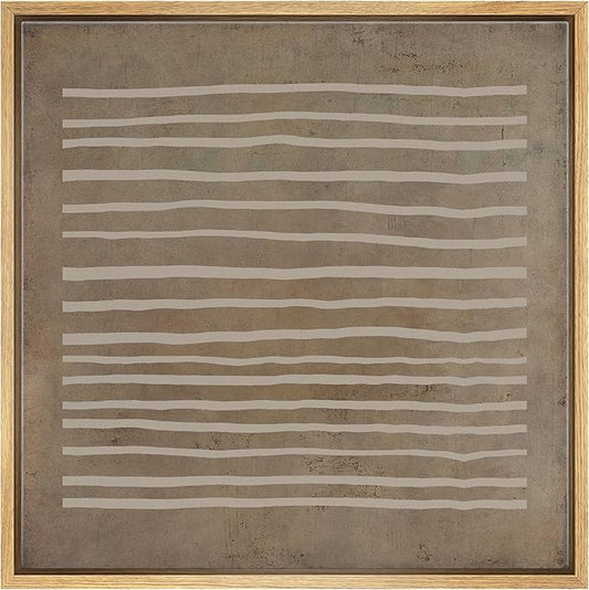 SIGNWIN Framed Canvas Print Wall Art Grunge Dark Line Art Minimal Pattern Abstract Shapes Illustrations Modern Art Decorative Boho Relax/Zen Nordic for Living Room, Bedroom, Office - 16"x16" Natural