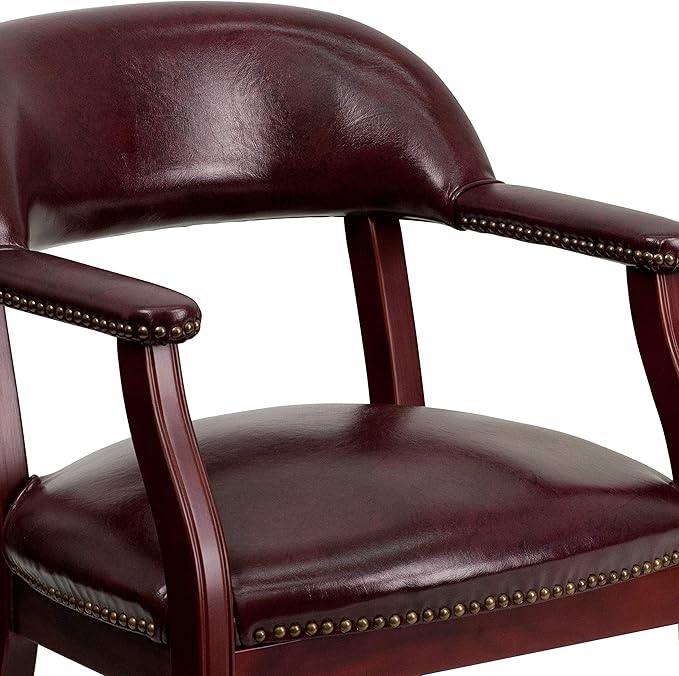 Flash Furniture Sarah Oxblood Vinyl Luxurious Conference Chair with Accent Nail Trim and Casters