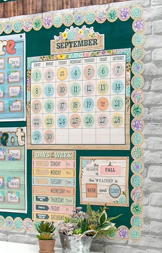 Teacher Created Resources Rustic Bloom Calendar Bulletin Board Set (Pack of 2)