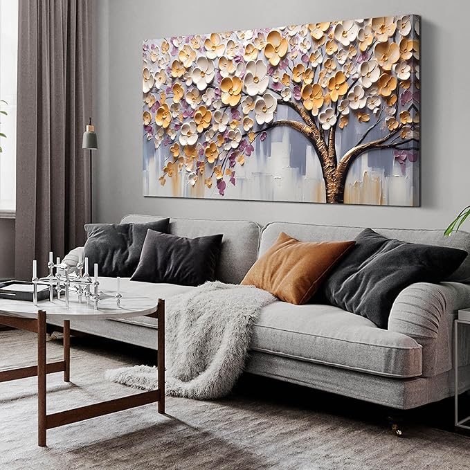 Tree Pictures for Living Room - Colorful Wall Art for Bedroom - Large Modern Canvas Wall Art for Office Size 29" x 59"