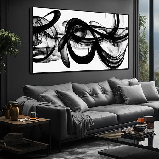 MDHKVPM Abstract Pictures For Living Room Black And White Canvas Wall Art For Office Large Picture Frames For Wall 29 x 58 Inch