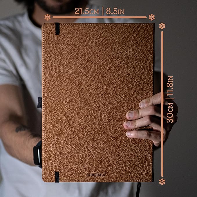 Dingbats* - Wildlife A4 Blank Notebook - Extra Large Hardcover PU Leather Journal - for Work, Travel - Pocket, Elastic Closure, Pen Holder, Bookmark