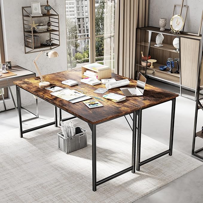 OLIXIS 63 Inch Computer Office Desk for Small Spaces, Writing Gaming Work Desk Modern Study Table with Storage Bag & Headphone Hook Home Bedroom, Rustic Brown