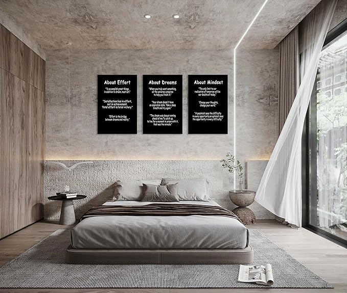 WYJDFART Motivational Positive Quotes About Dreams Effort and Mindset Inspirational Wall Decor Printed Modern Artwork for Living Room Home Living Room Gym Framed Ready to Hang[72''Wx 36''H]