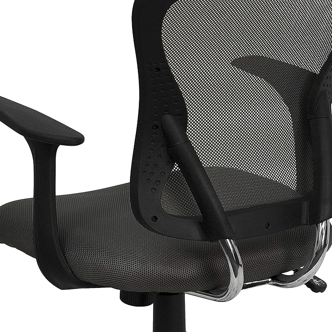 Flash Furniture Alfred Mid-Back Dark Gray Mesh Swivel Task Office Chair with Chrome Base and Arms