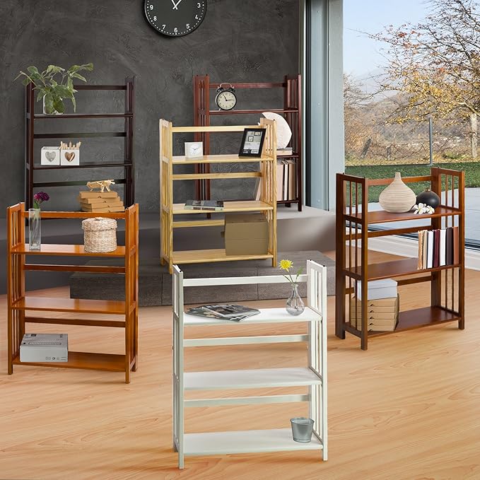 Casual Home 3 Shelf Folding Stackable Bookcase, 27.5" Wide, Espresso
