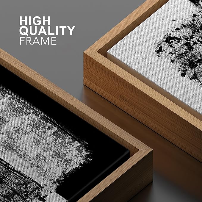 SIGNWIN Framed Canvas Print Wall Art Black and White Abstract Illustrations Modern Art Minimal Multicolor for Living Room, Bedroom, Office - 24"x36" Natural