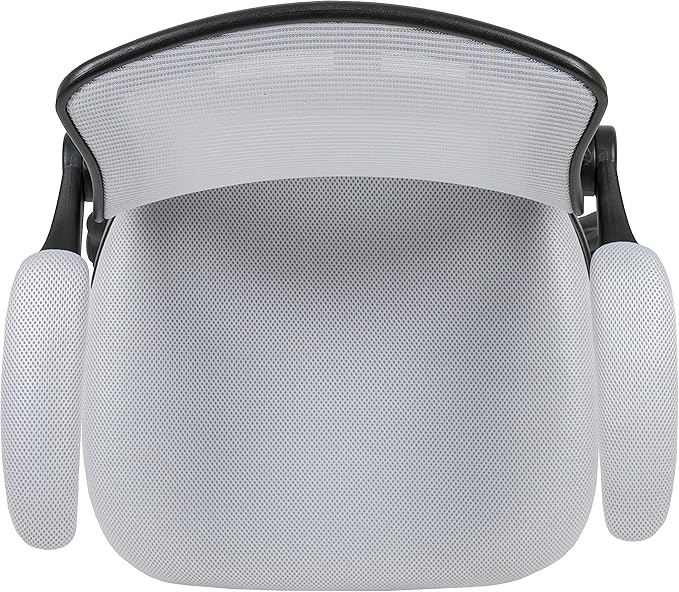 Flash Furniture Kale Mid-Back White Mesh Ergonomic Drafting Chair | Adjustable Foot Ring, Flip-Up Arms
