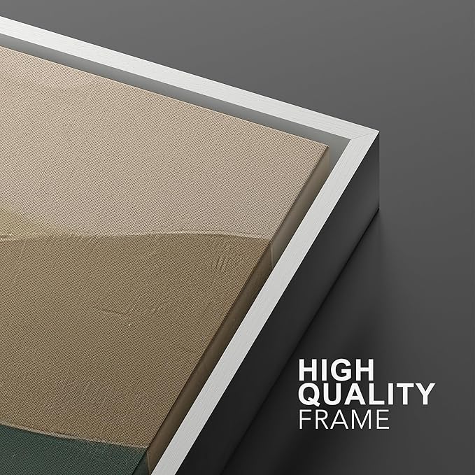 SIGNWIN Framed Canvas Print Wall Art Set Green and Beige Abstract Mountain Landscape Illustrations Modern Art Minimal Boho Relax/Calm for Living Room, Bedroom, Office - 16"x24"x2 White