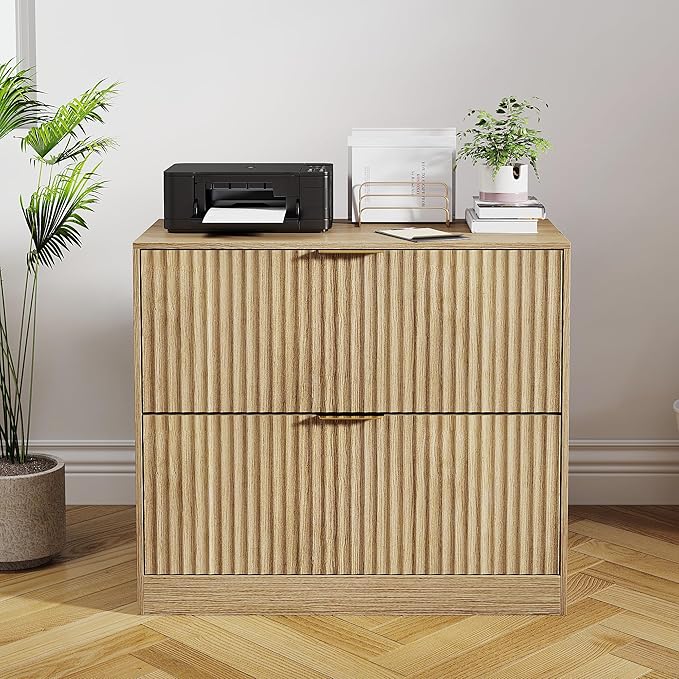 Wooden Two-Drawer Filing Cabinet,Horizontal Home Office Filing Cabinet with Three-Level Adjustable Hanging Rails,Doubles as A Printer Stand,Suitable for A4/Letter/Legal Sizes (Natural-05)
